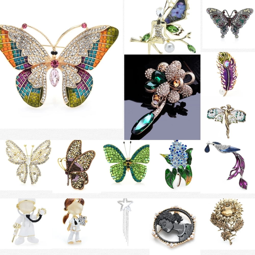 Rhinestone Butterfly Brooches For Women Unisex color (gift)